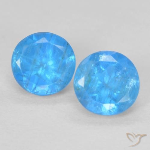 0.40ctw Naturel Bleu moyen Apatite, Tour, VS-SI