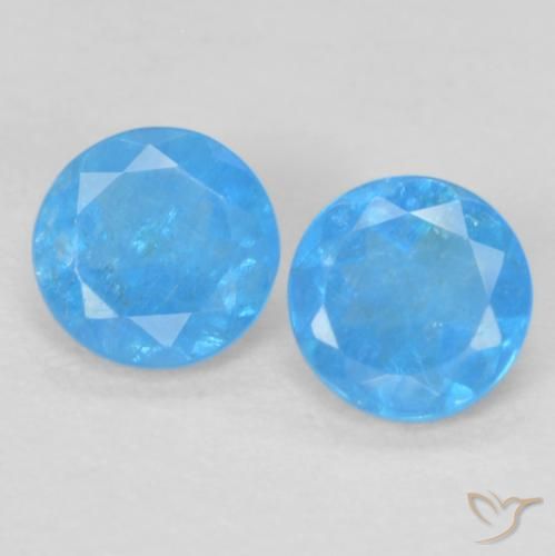 0.33ctw Naturel Bleu moyen Apatite, Tour, VS-SI