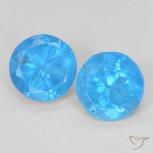 0.38ctw Naturel Bleu moyen Apatite, Tour, VS