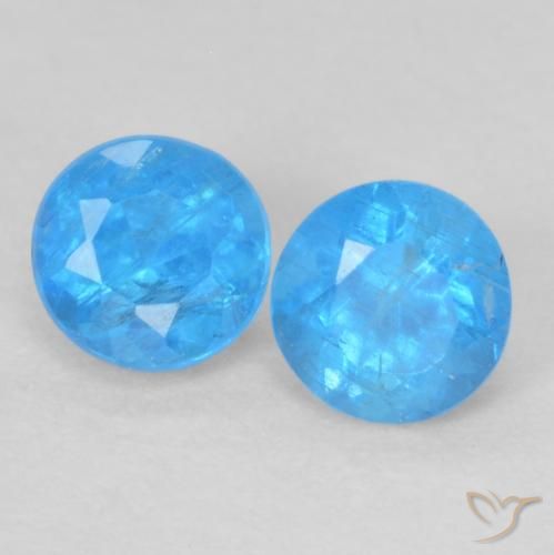 0.38ctw Naturel Bleu azur intense Apatite, Tour, VS