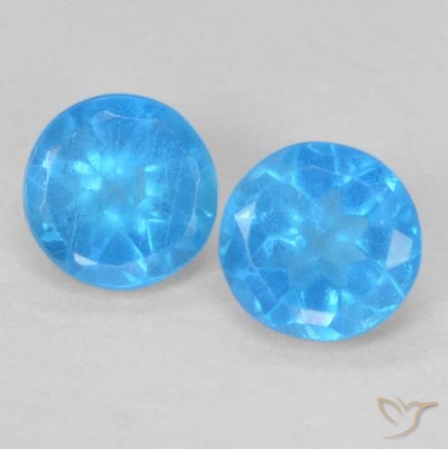 0.37ctw Naturel Bleu bébé profond Apatite, Tour, VS