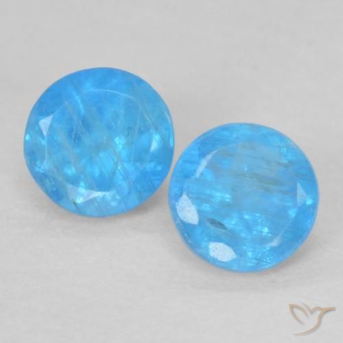 0.39ctw Naturel Bleu moyen Apatite, Tour, VS