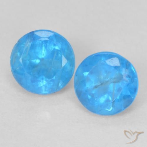0.40ctw Naturel Bleu moyen Apatite, Tour, VS-SI