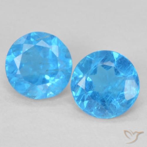 0.38ctw Naturel Bleu azur Apatite, Tour, VS-SI