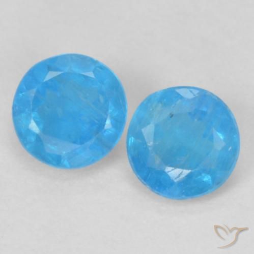 0.37ctw Naturel Azur profond Apatite, Tour, VS-SI