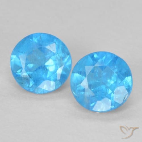 0.38ctw Naturel Azur profond Apatite, Tour, VS-SI