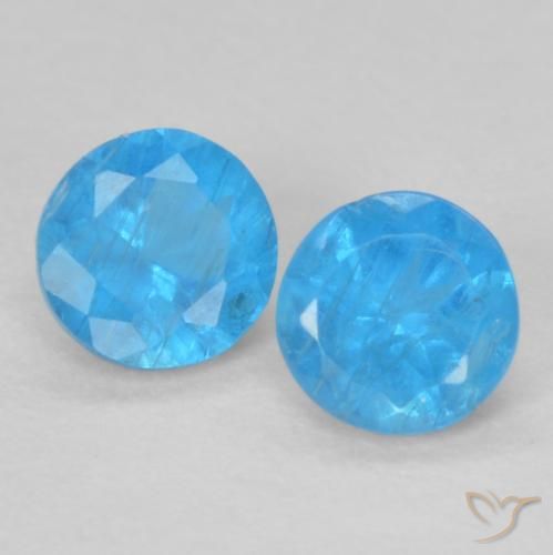 0.35ctw Naturel Bleu moyen Apatite, Tour, VS-SI