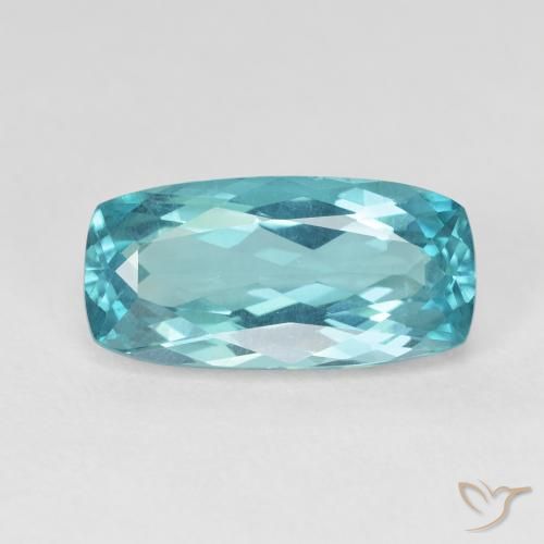 5.63ct Naturel Bleu Vert Électrique Apatite, Coussin, VVS-VS