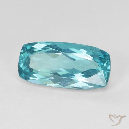 Apatite Bleu Vert Électrique naturelle Coussin, 5.63 ct, VVS-VS