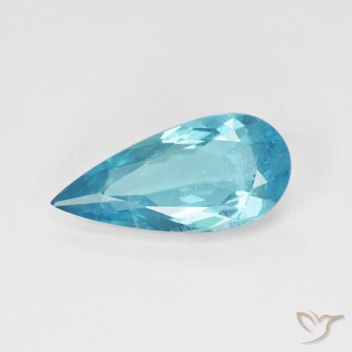 4.81ct Naturel Bleu vert Apatite, En forme de poire, VVS-VS