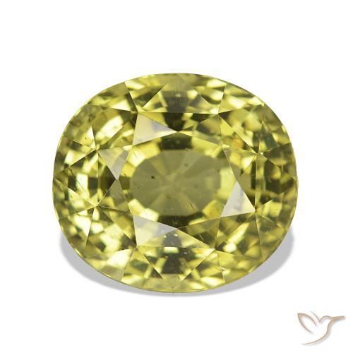 Apatite Jaune verdâtre naturelle ovale, 6.24 ct, VS