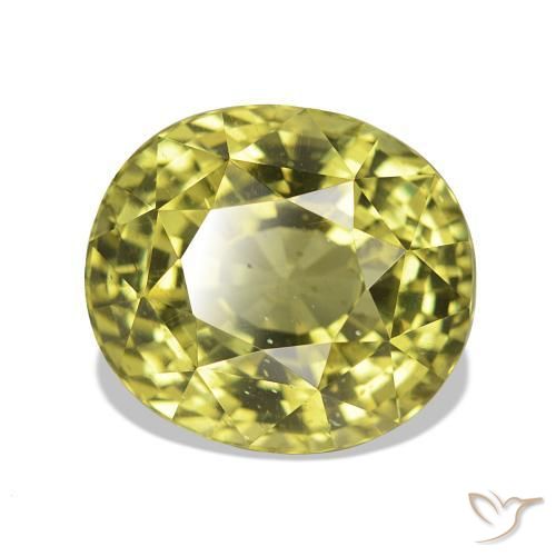 Apatite Jaune verdâtre naturelle ovale, 6.24 ct, VS