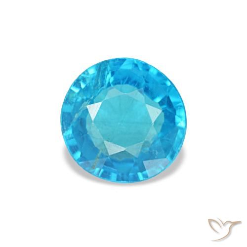 Apatite bleue naturelle coupe roude, 0,41 ct, SI
