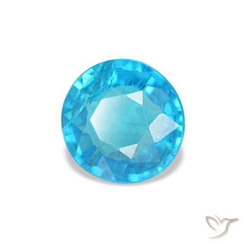 Apatite bleue naturelle coupe roude, 0,41 ct, SI