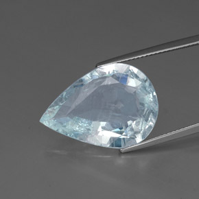 Aigue-marine bleue naturelle en forme de poire, 14,24 ct, SI