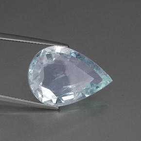 Aigue-marine bleue naturelle en forme de poire, 14,24 ct, SI