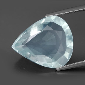 Aigue-marine bleue naturelle en forme de poire, 6,72 ct, VS-SI
