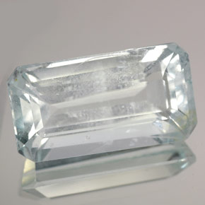 Aigue-marine bleue naturelle taille émeraude, 12,22 ct, VS-SI