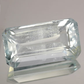 Aigue-marine bleue naturelle taille émeraude, 12,22 ct, VS-SI