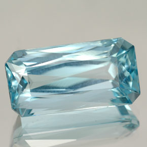 Bleu vert Bleu clair naturelle Taille émeraude, 7.45 ct, VS