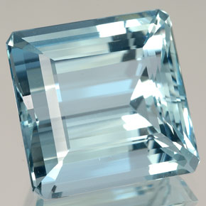 Aigue-marine bleue naturelle taille émeraude, 15,86 ct, IF