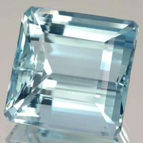 Aigue-marine bleue naturelle taille émeraude, 15,86 ct, IF