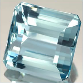 Aigue-marine bleue naturelle taille émeraude, 10,58 ct, IF