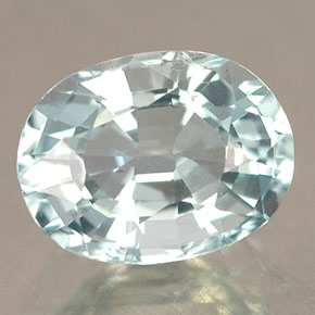 Aigue-marine bleue naturelle coupe ovale, 1,30 ct, IF