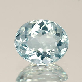 Aigue-marine bleue naturelle coupe ovale, 0,76 ct, VS