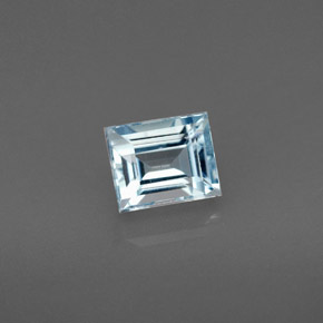 Aigue-marine bleue naturelle baguette, 0,86 ct, VS