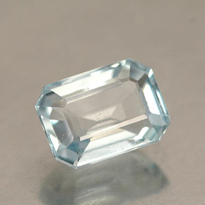 Aigue-marine bleue naturelle taille émeraude, 0,94 ct, VS