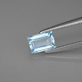 Aigue-marine bleue naturelle baguette, 0,55 ct, VS