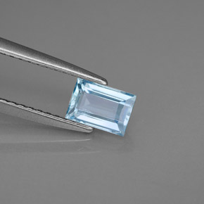 Aigue-marine bleue naturelle baguette, 0,55 ct, VS