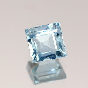Aigue-marine bleue naturelle carré, 0,61 ct, VS