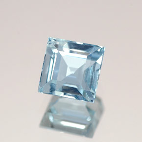 Aigue-marine bleue naturelle carré, 0,61 ct, VS