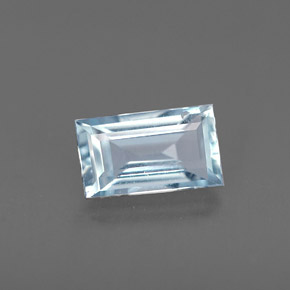 Aigue-marine bleue naturelle baguette, 0,57 ct, VVS-VS