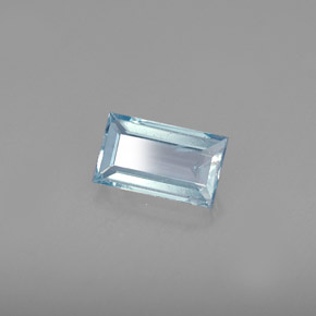Aigue-marine bleue naturelle baguette, 0,68 ct, VS