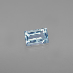 Aigue-marine bleue naturelle baguette, 0,55 ct, VS