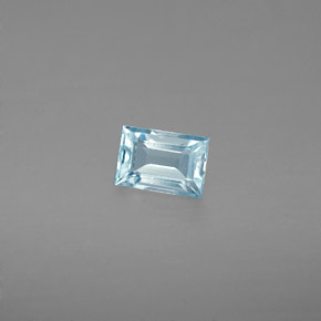 Aigue-marine bleue naturelle baguette, 0,47 ct, VS