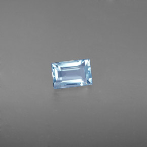 Aigue-marine bleue naturelle baguette, 0,59 ct, VS