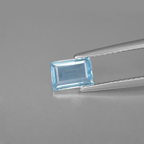 Aigue-marine bleue naturelle baguette, 0,63 ct, VS
