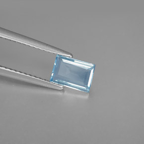 Aigue-marine bleue naturelle baguette, 0,63 ct, VS