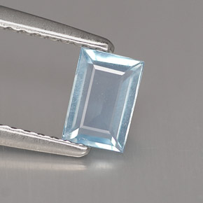 Aigue-marine bleue naturelle baguette, 0,43 ct, VS
