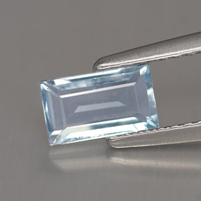 Aigue-marine bleue naturelle baguette, 0,63 ct, VS