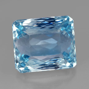 Aigue-marine bleue naturelle taille émeraude, 13,06 ct, VS