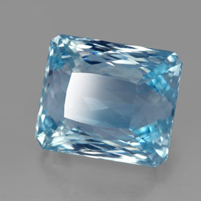Aigue-marine bleue naturelle taille émeraude, 13,06 ct, VS