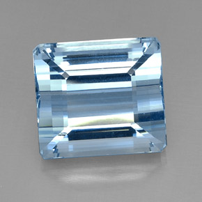 Aigue-marine bleue naturelle taille émeraude, 20,71 ct, VVS