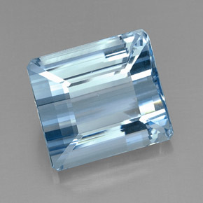 Aigue-marine bleue naturelle taille émeraude, 20,71 ct, VVS