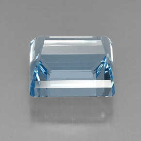 Aigue-marine bleue naturelle taille émeraude, 20,71 ct, VVS