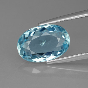 Aigue-marine bleue naturelle coupe ovale, 2,80 ct, VS